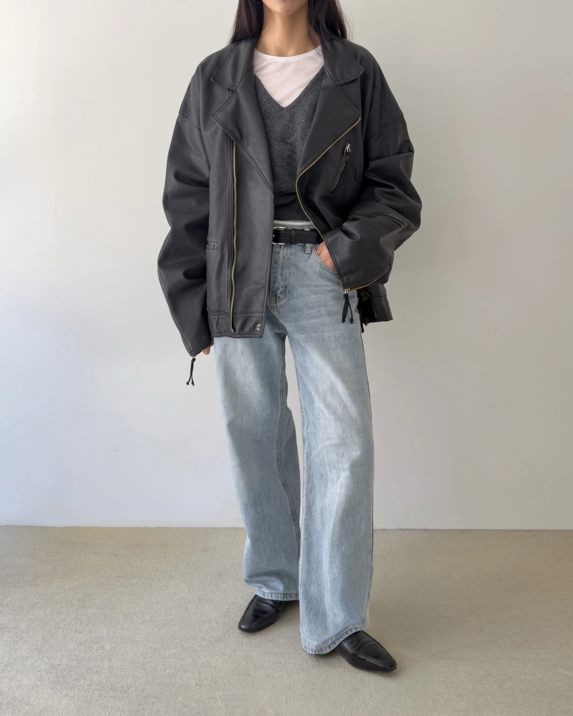 워싱 콤비 레더 JK