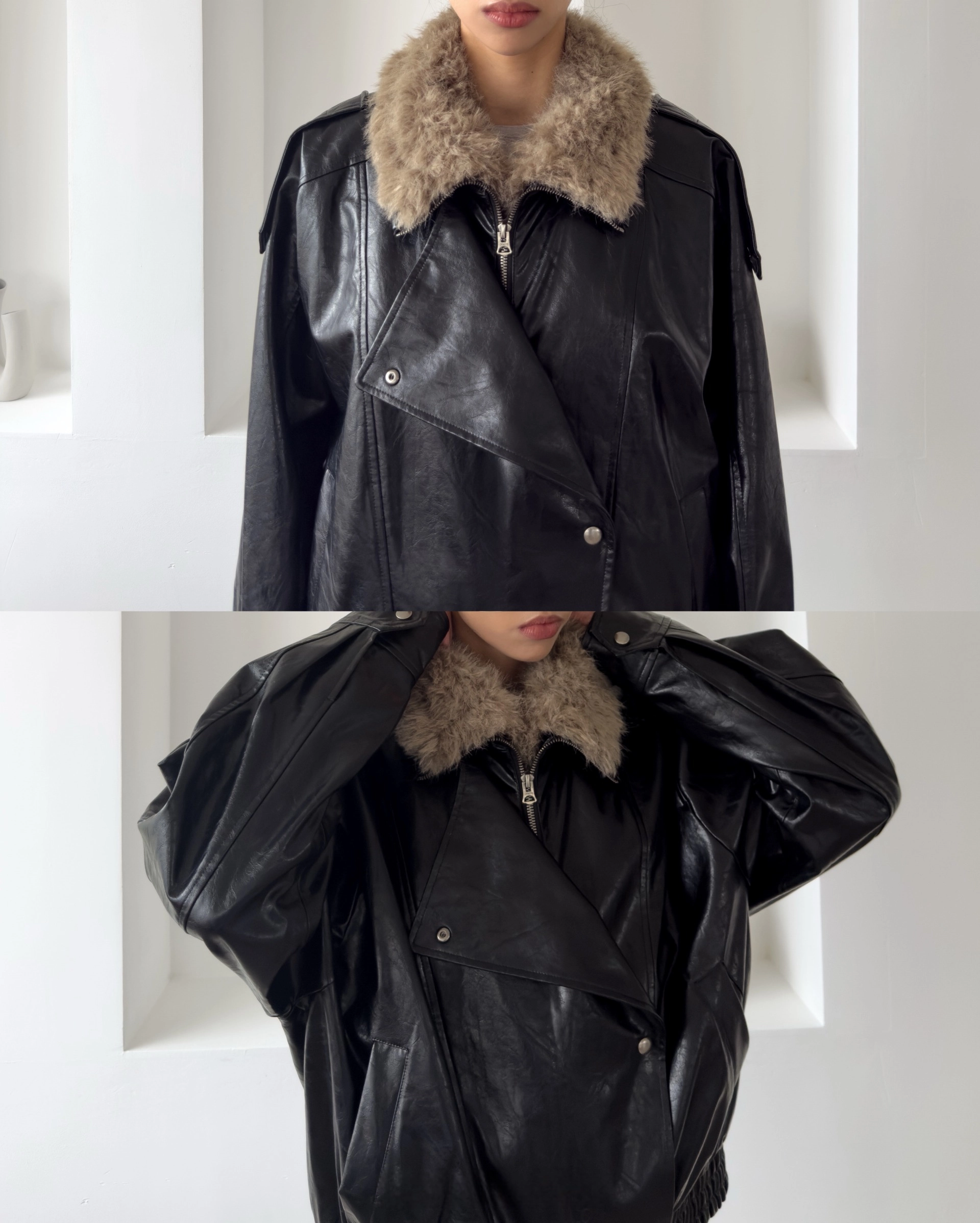 毛领复古夹克 / Fur Collar Blouson Jacket