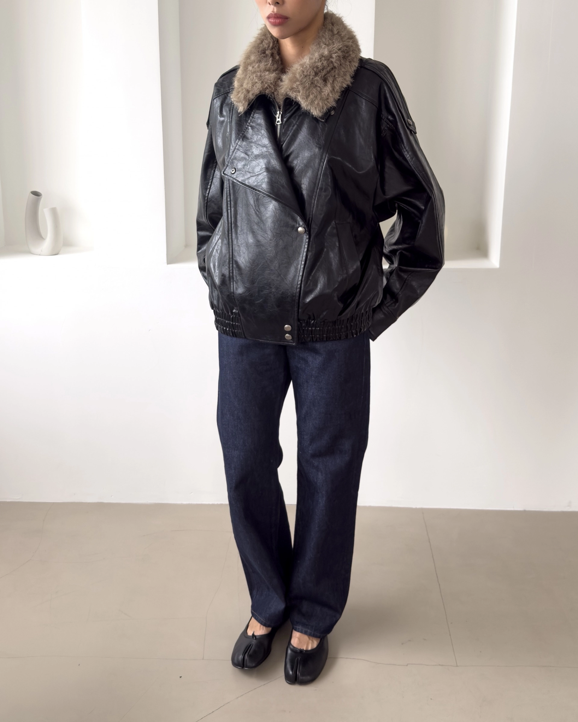 毛领复古夹克 / Fur Collar Blouson Jacket