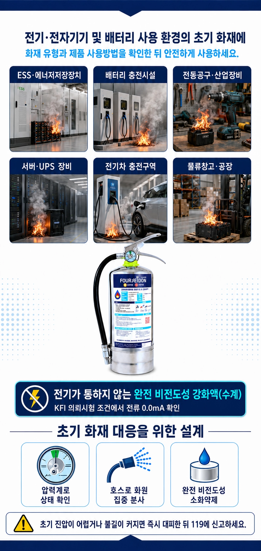비전도성 AC급 수계 소화장치 포세이돈 2.8kg