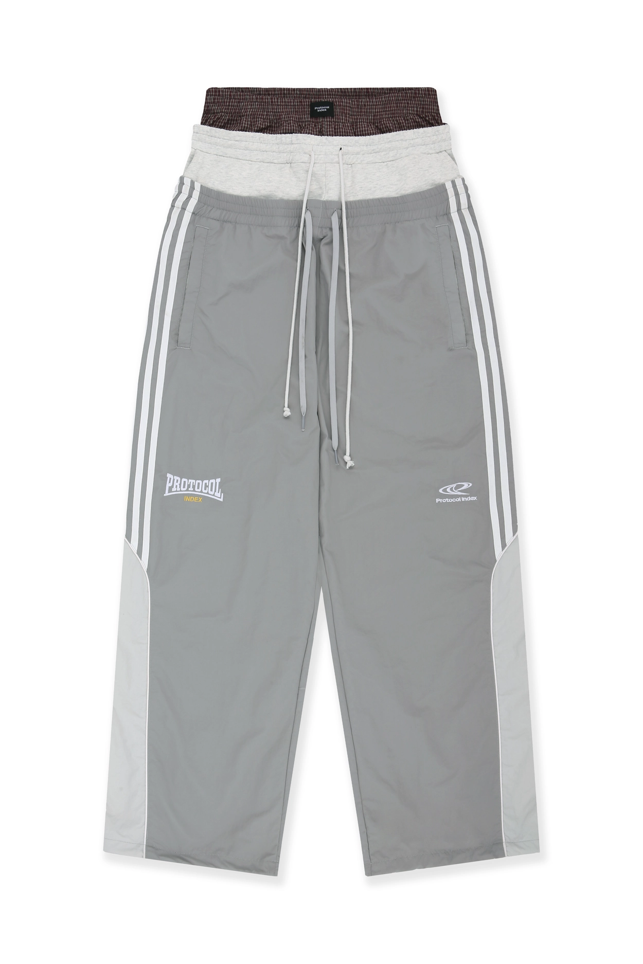 3 LAYERED TRACK PANTS - GREY : protocol-index