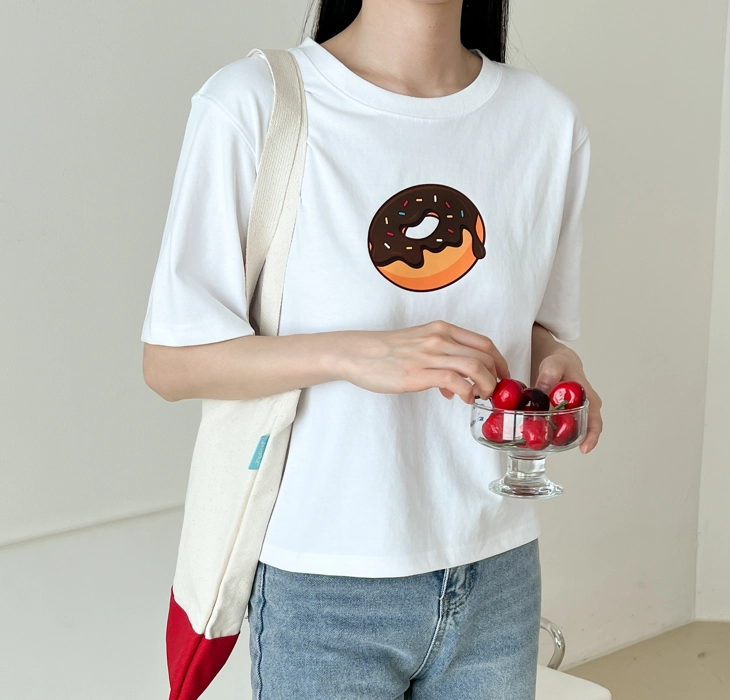 버디즈 초코도넛 크롭반팔티셔츠 루즈핏 여성크롭티