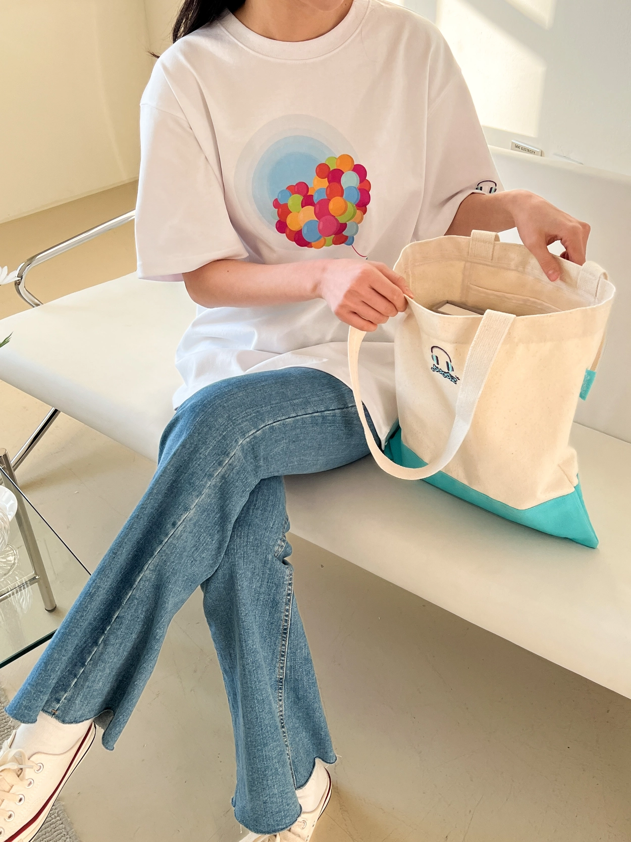 버디즈 풍선디자인 반팔티셔츠 루즈핏 여성반팔티