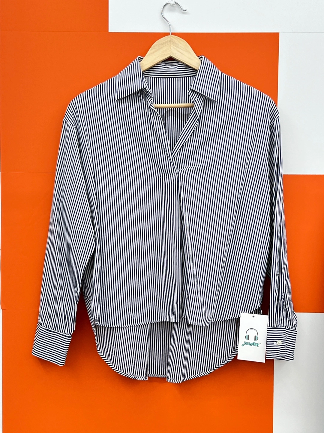 버디즈 빈티지 스트라이프 코튼 블라우스 L