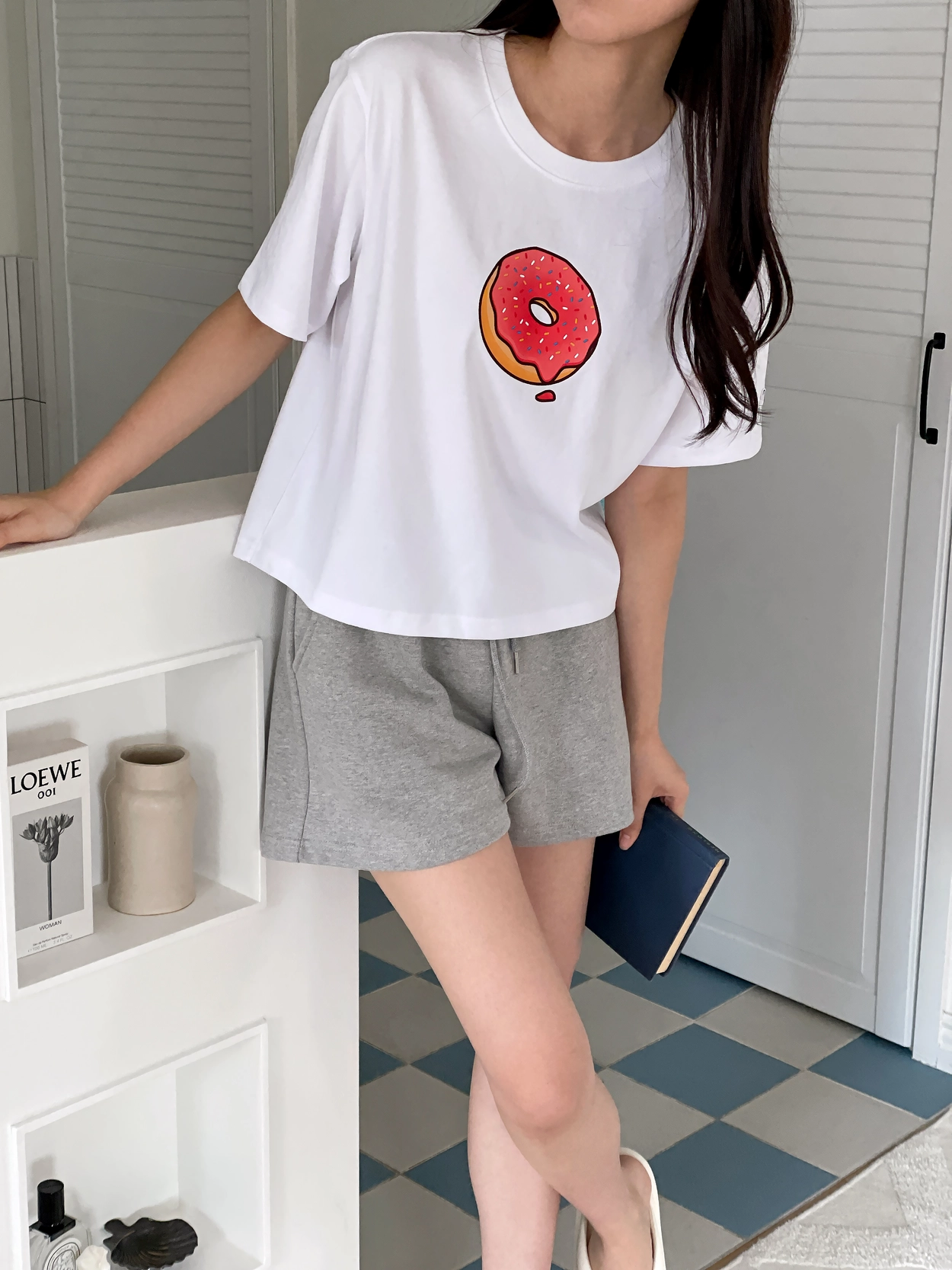 버디즈 딸기도넛 크롭반팔티셔츠 루즈핏 여성크롭티 후기형