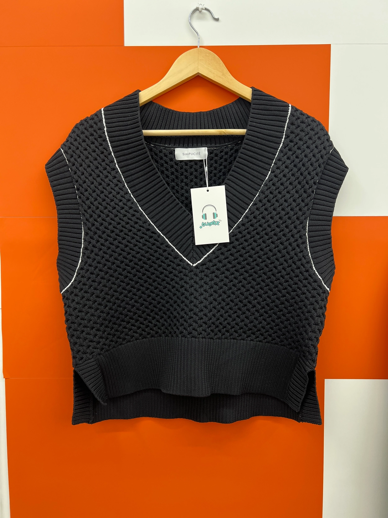 버디즈 빈티지 SIMPLICITE 폴리에스터 100% 니트 조끼 F