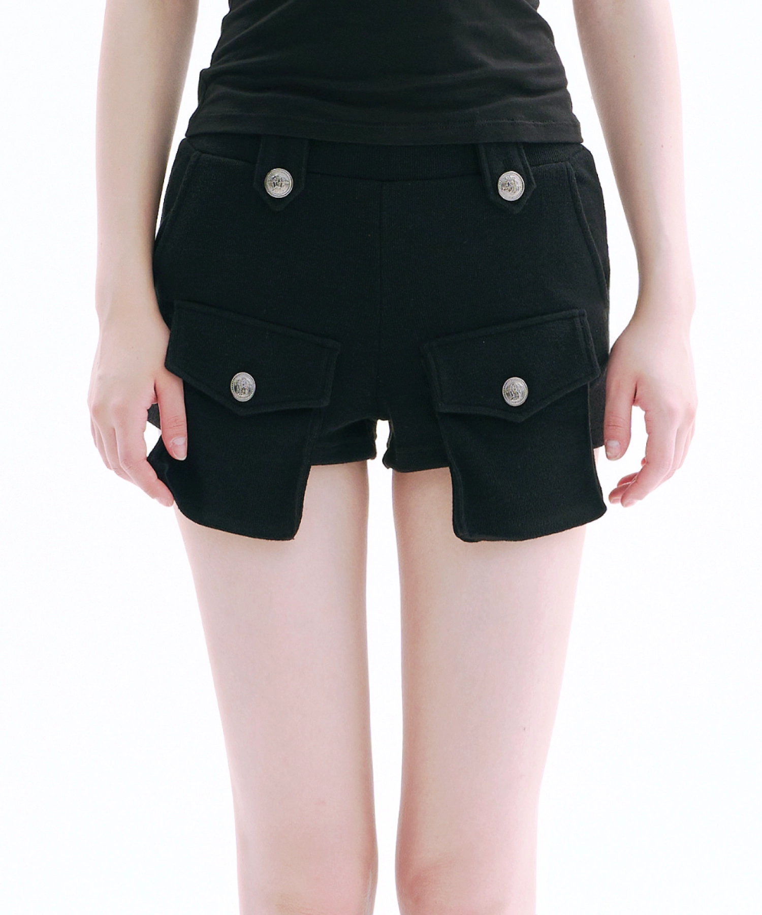 ARCMETHOD（アークメソッド）の「ストレッチボタンポケットショーツ (Black)（パンツ）」