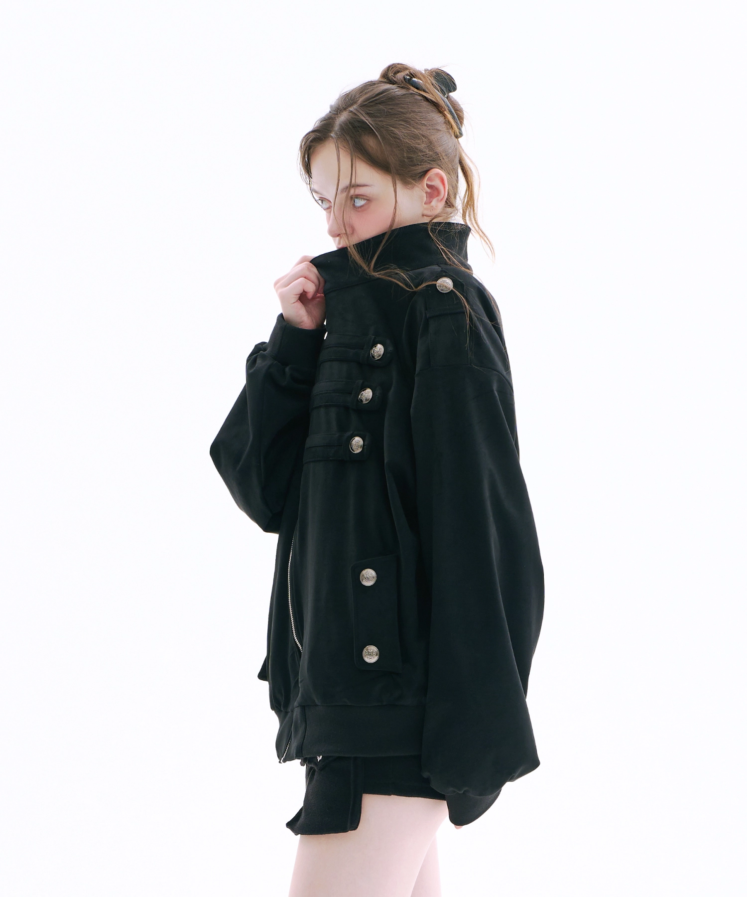 Napoleon Suede Oversized Jacket (Black)