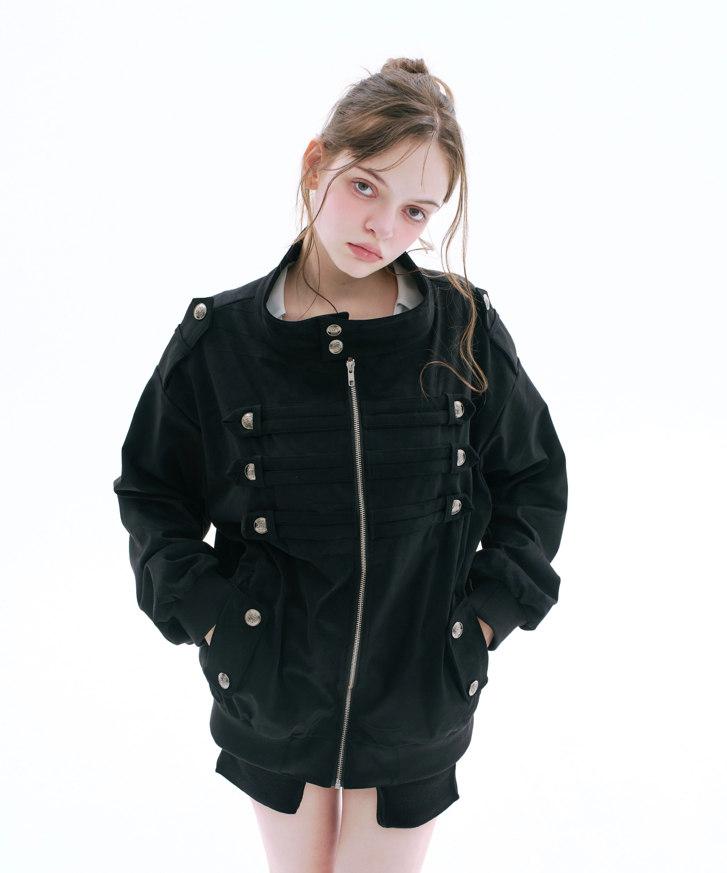 Napoleon Suede Oversized Jacket (Black)