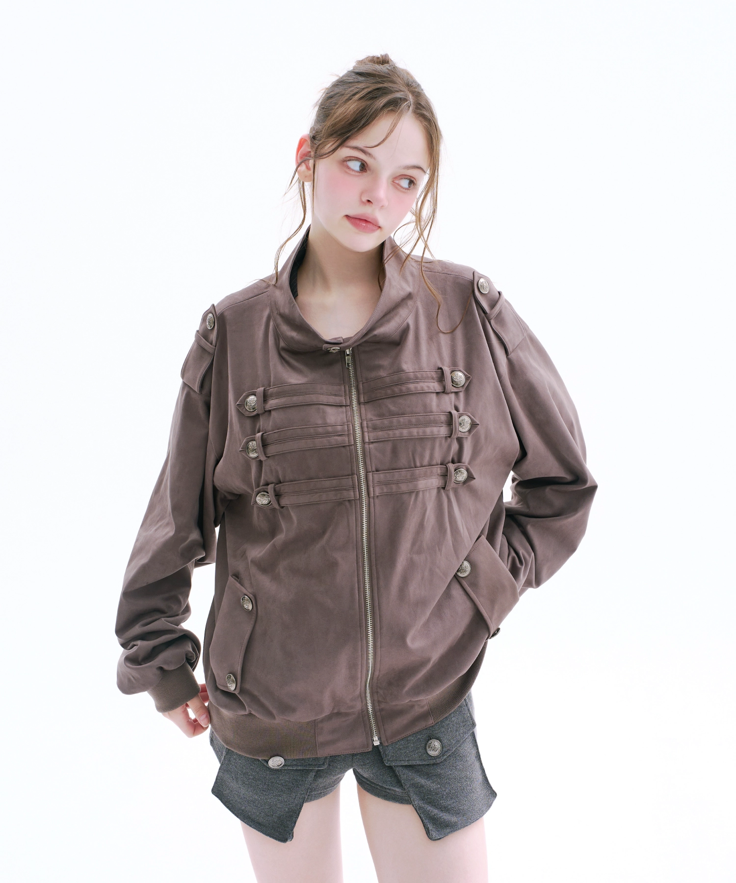 Napoleon Suede Oversized Jacket (Brown)