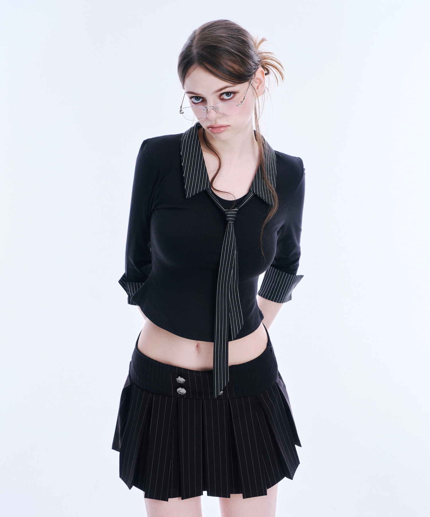 Layered Tie Shirt (Black)