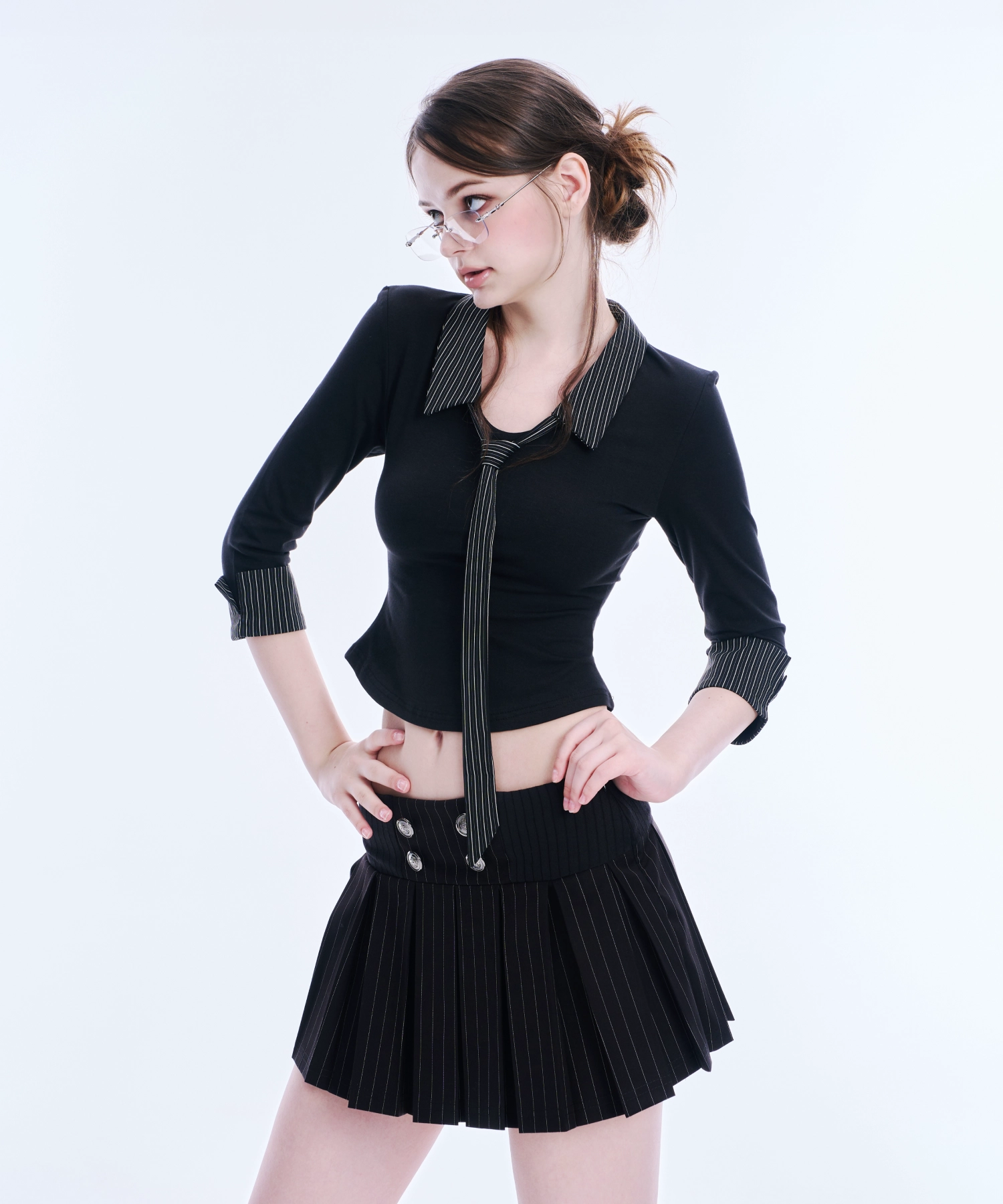 Layered Tie Shirt (Black)
