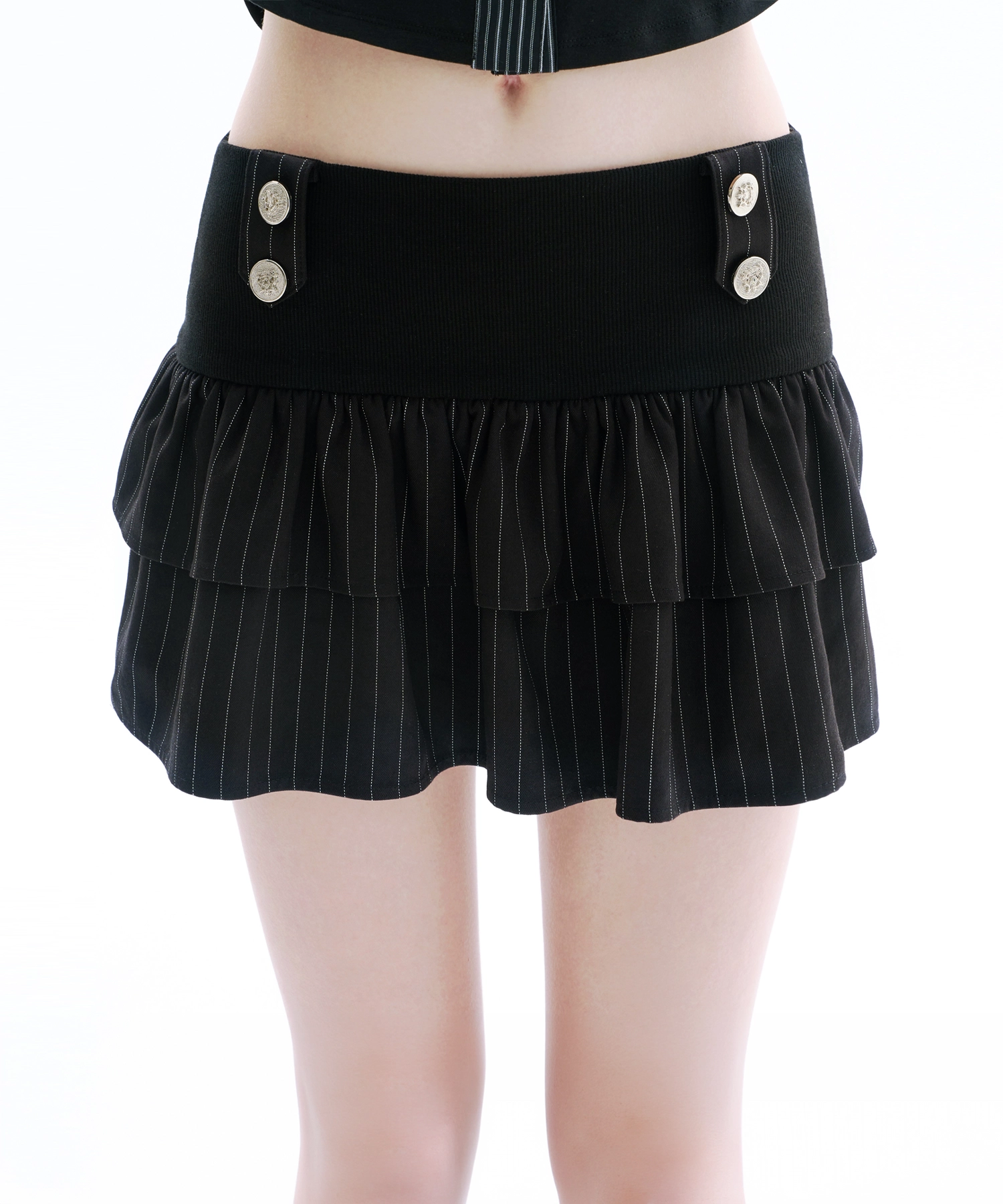 ARCMETHOD（アークメソッド）の「Double Ruffle Button Skirt (Black)（Skirts）」