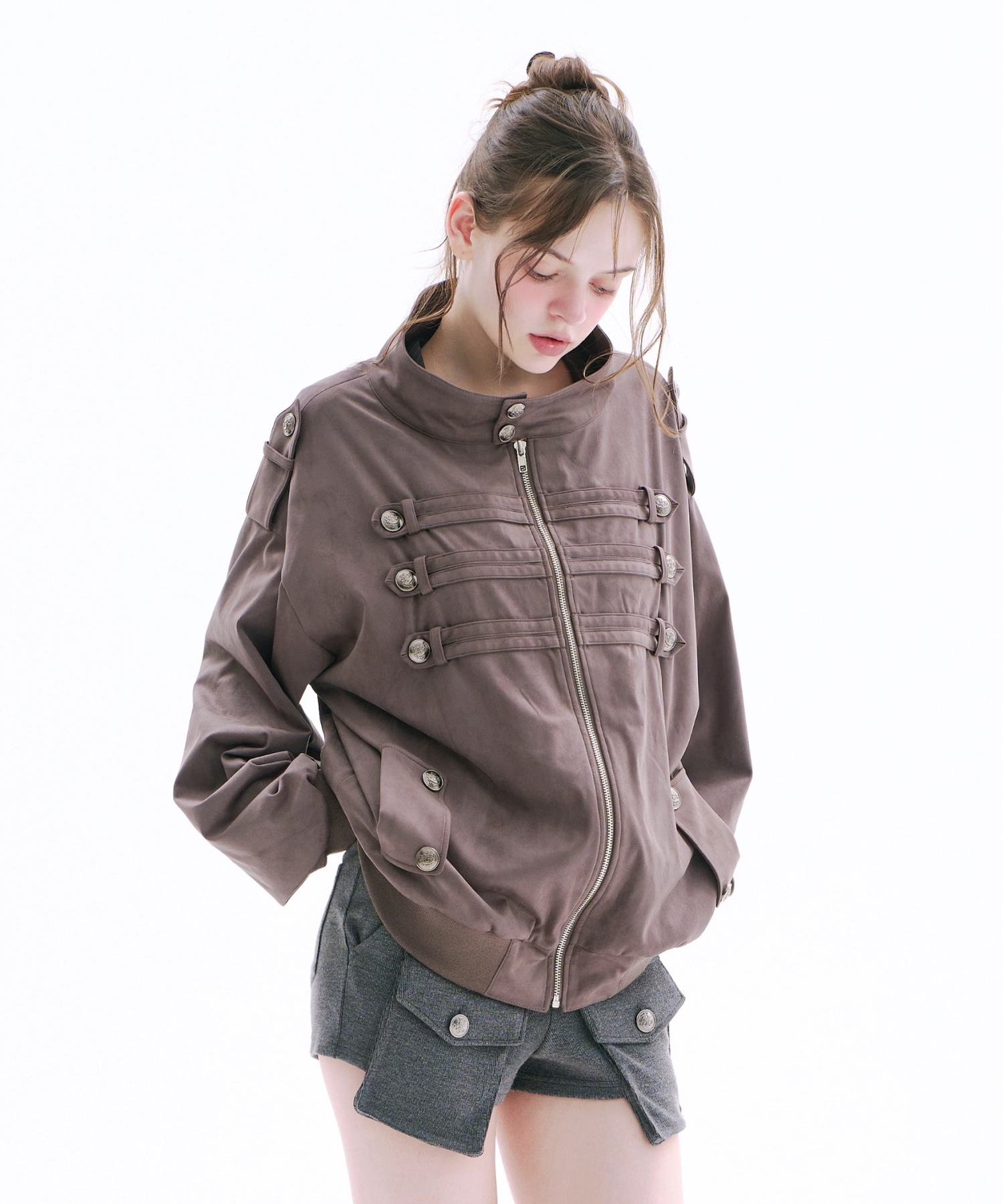 Napoleon Suede Oversized Jacket (Brown)