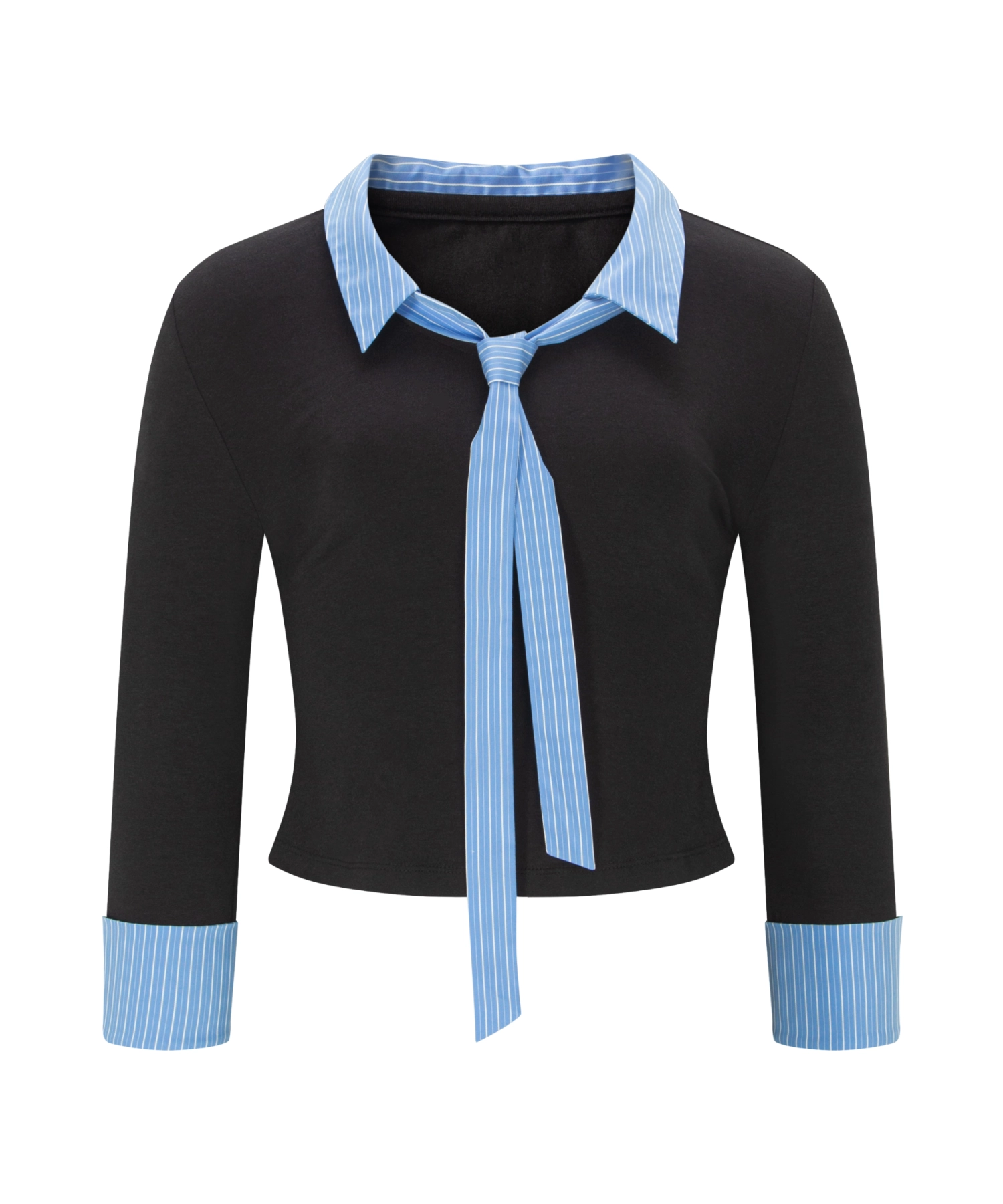 Layered Tie Shirt (Blue Stripe)