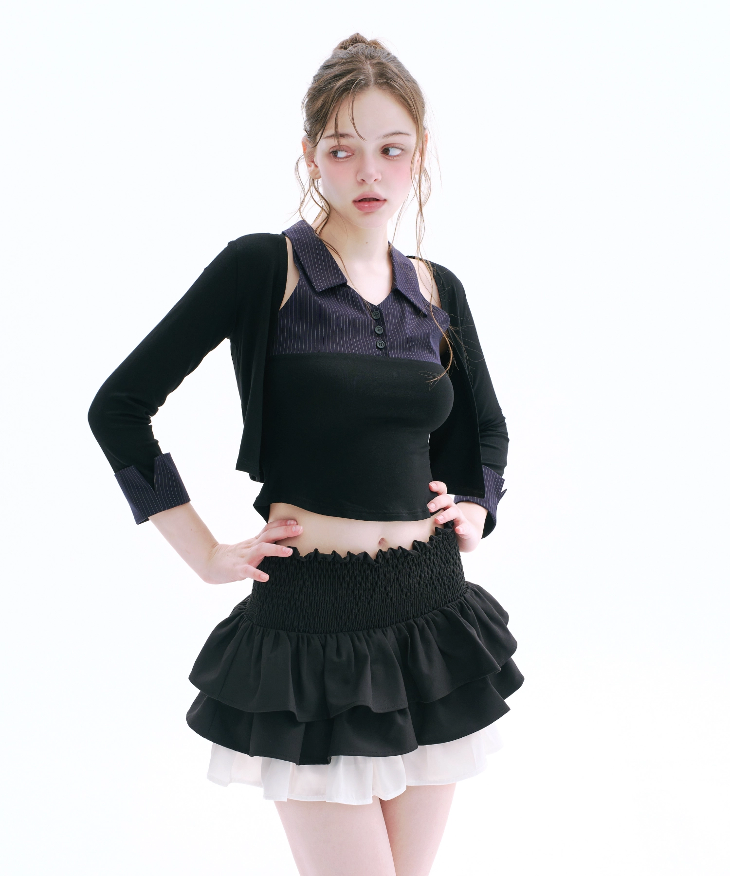 ARCMETHOD（アークメソッド）の「Layered Sleeveless Top & Bolero set (Navy)（Tops）」