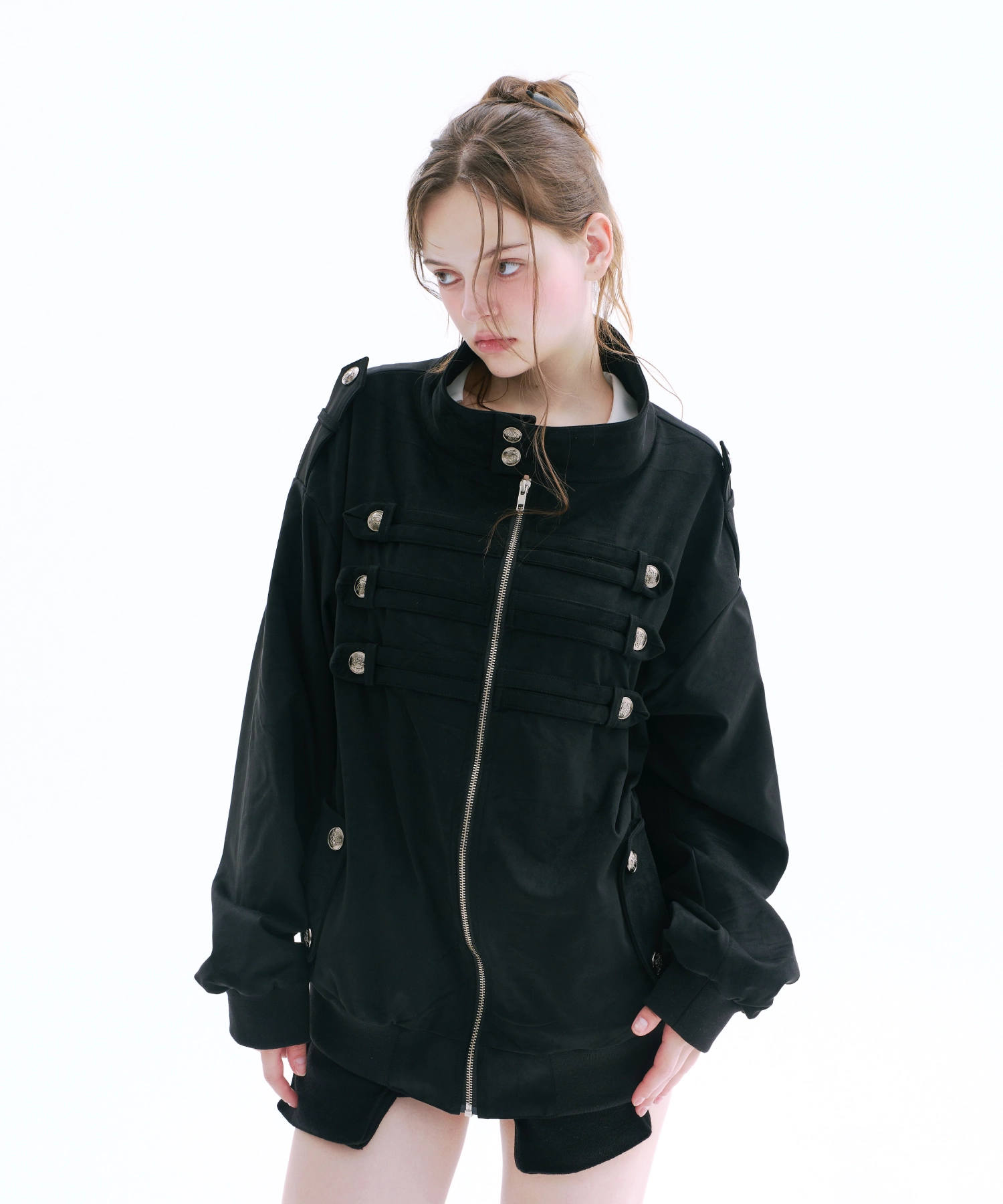 Napoleon Suede Oversized Jacket (Black)