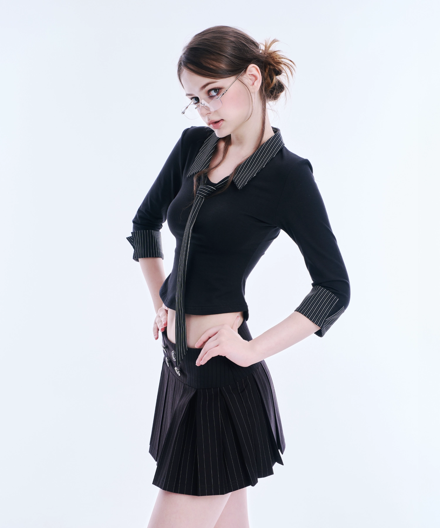 Layered Tie Shirt (Black)
