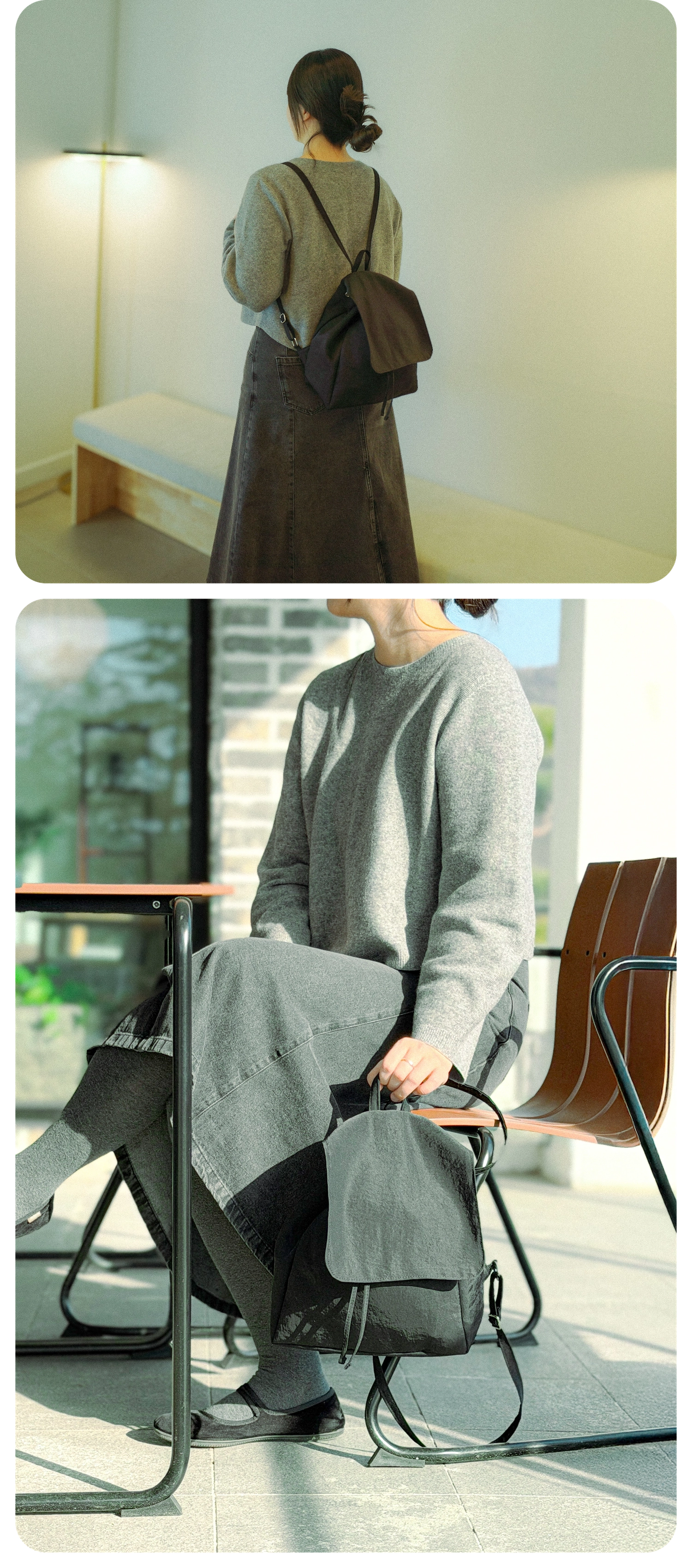 공백 백팩 여성가방 스트링 가벼운 나일론백팩 핸드메이드 상세 이미지 8