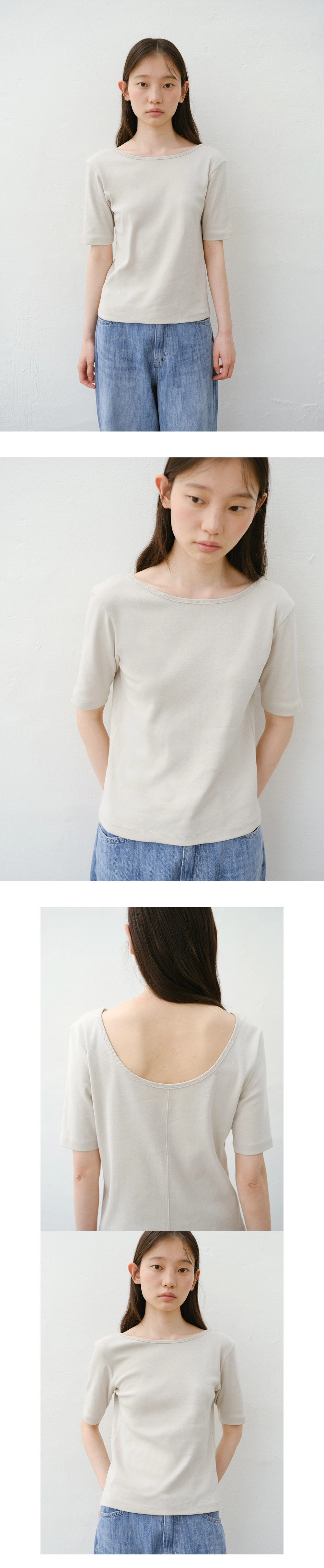 [서지연 착용] Two way half sleeve t-shirt_4colors