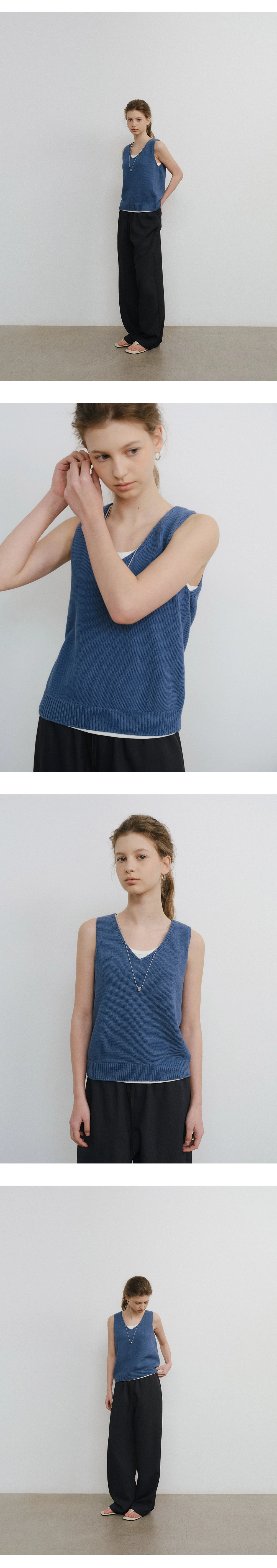 Cotton slub knit sleeveless_3colors