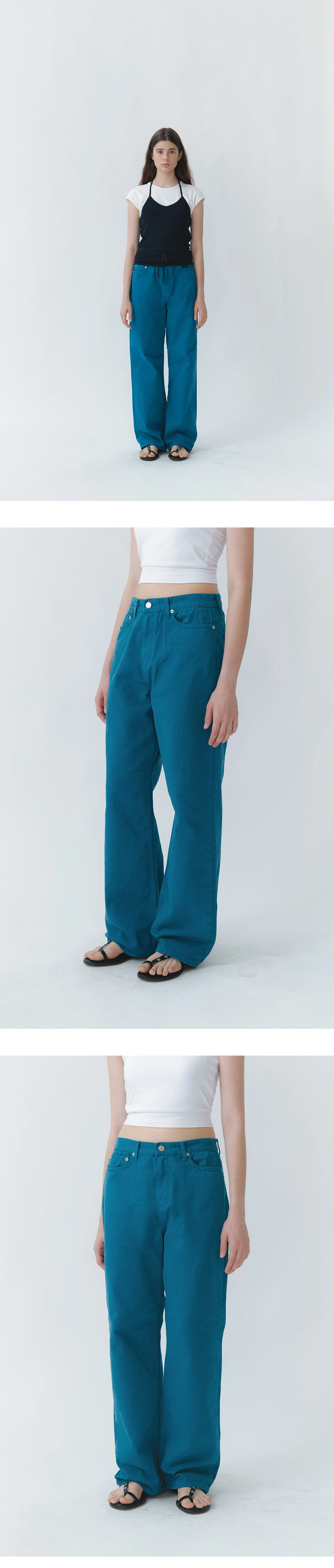 Blue dyeing straight denim