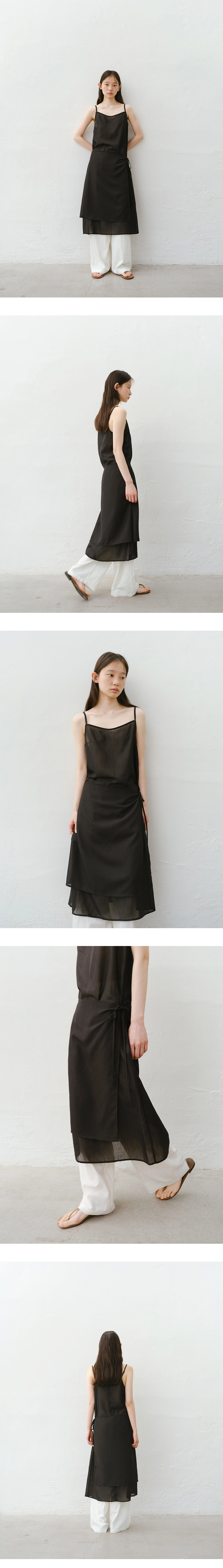 Layered sleeveless wrap dress_2colors