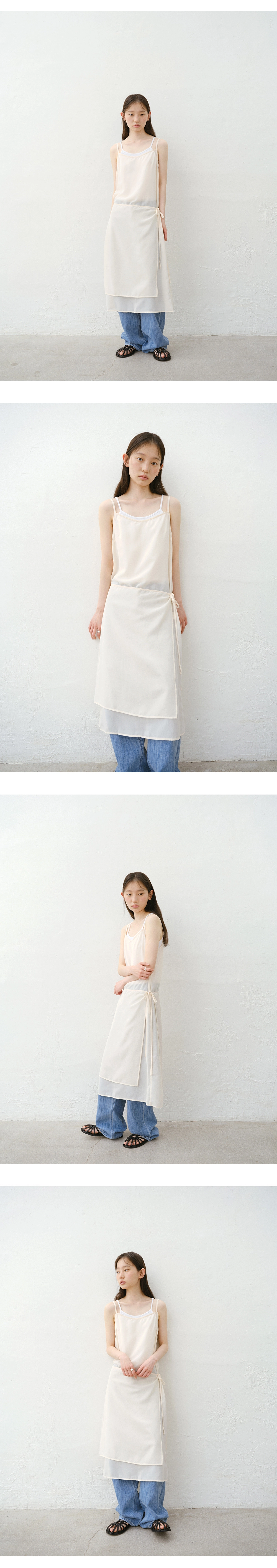 Layered sleeveless wrap dress_2colors