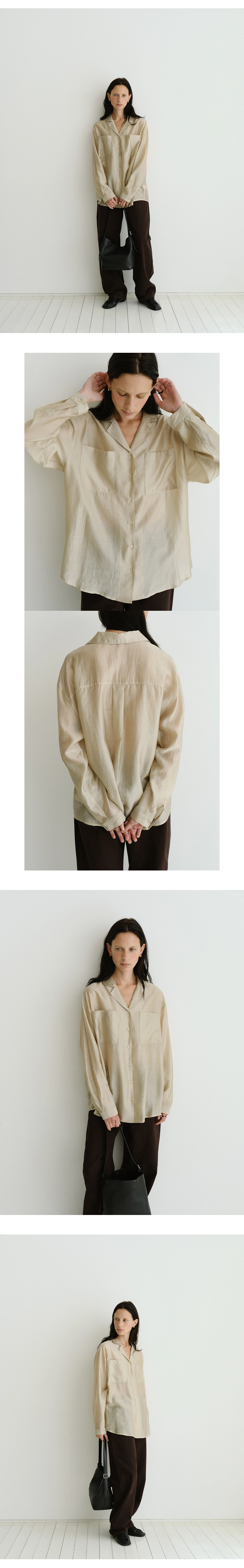 Champagne open collar shirt_2colors