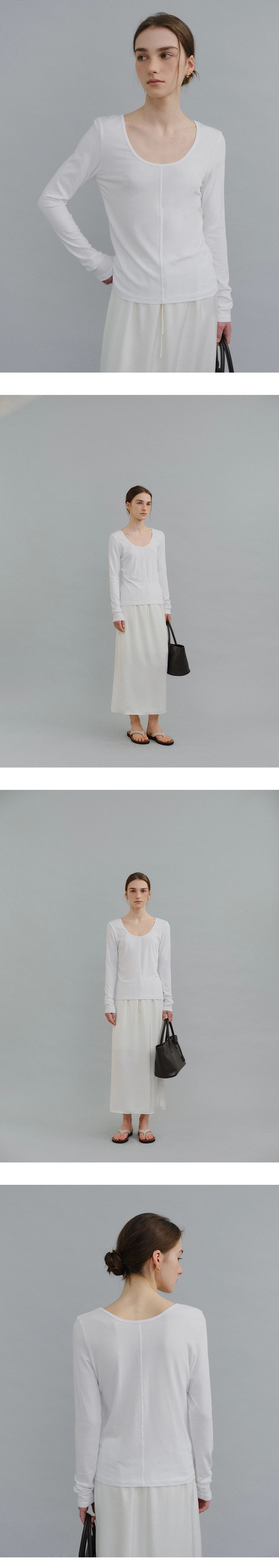 Two way U-neck t-shirt_3colors