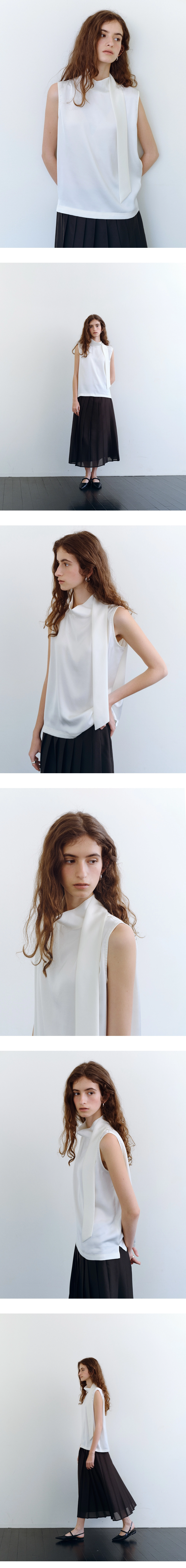 One tie sleeveless blouse_3colors