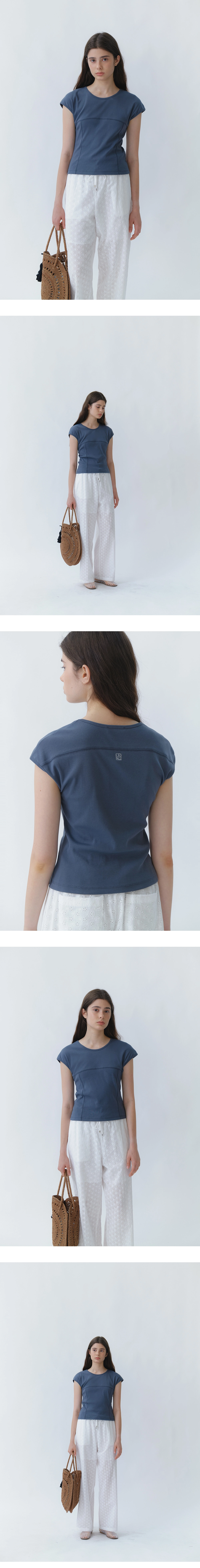 Line cap sleeve t-shirt_4colors