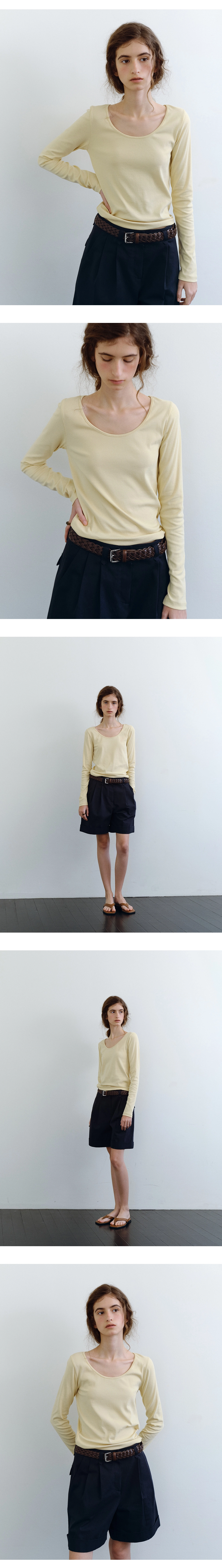 Smooth U-neck t-shirt_4colors