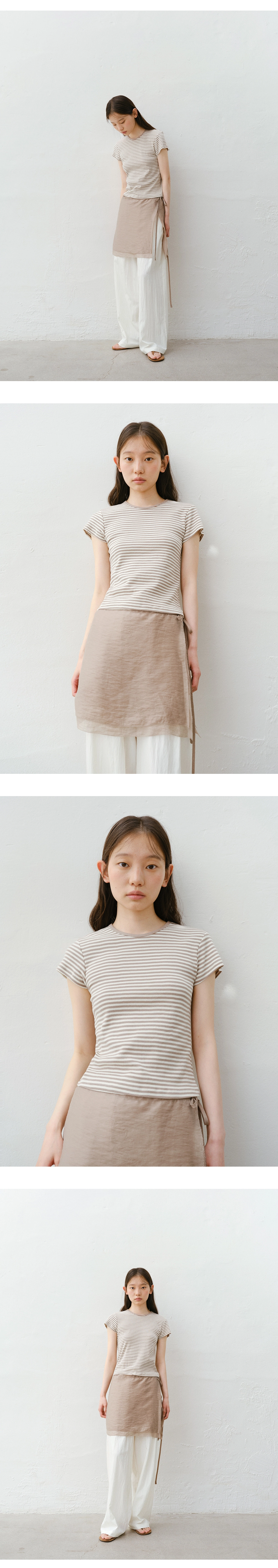 Day stripe half t-shirt_3colors