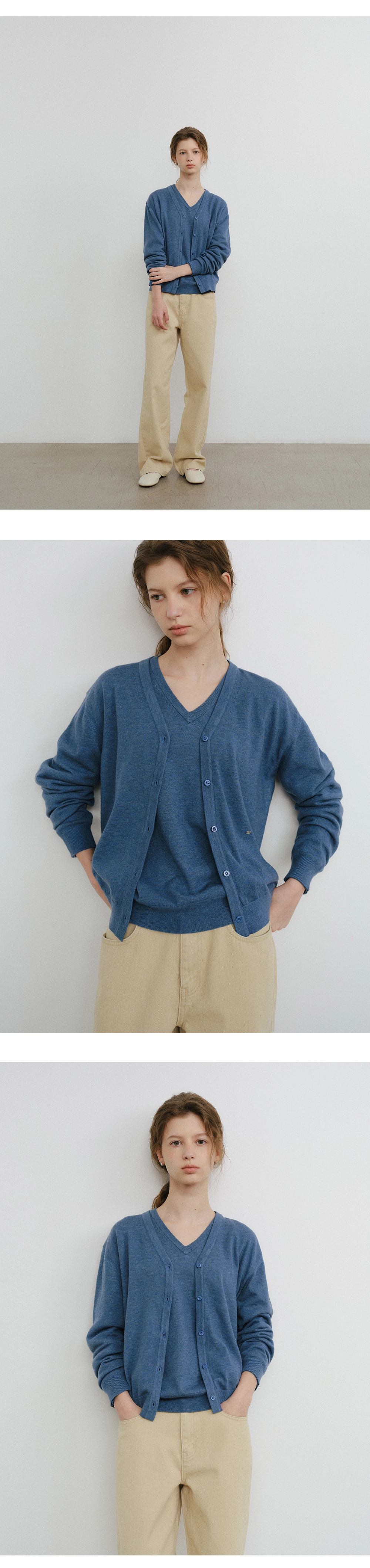 Washable V-neck cardigan_7colors