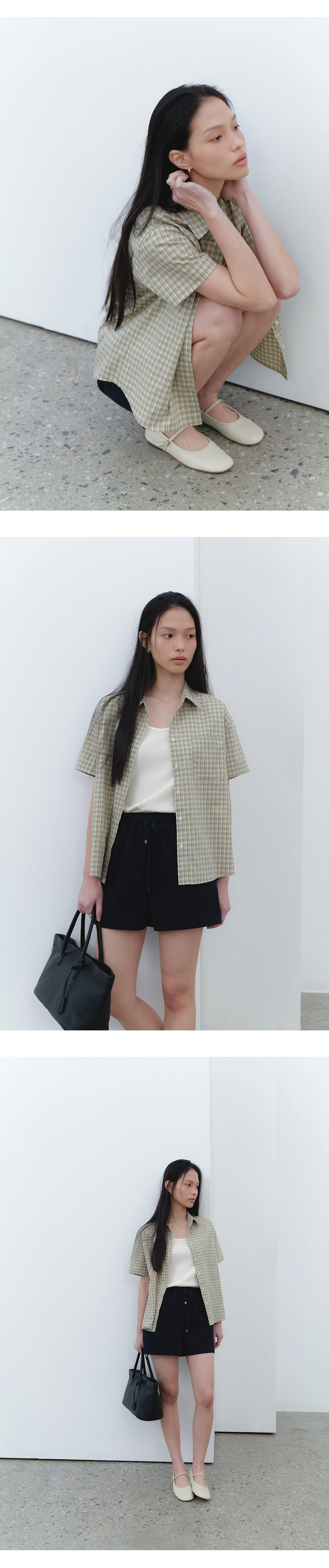 [주리 착용] Conie check half shirt_2colors