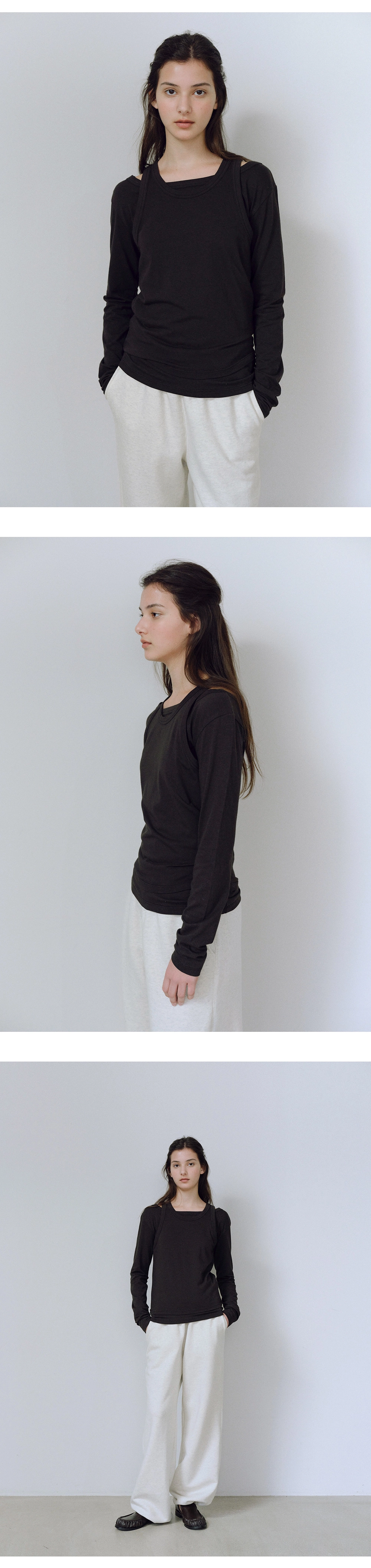 Lazy layered t-shirt set_3colors