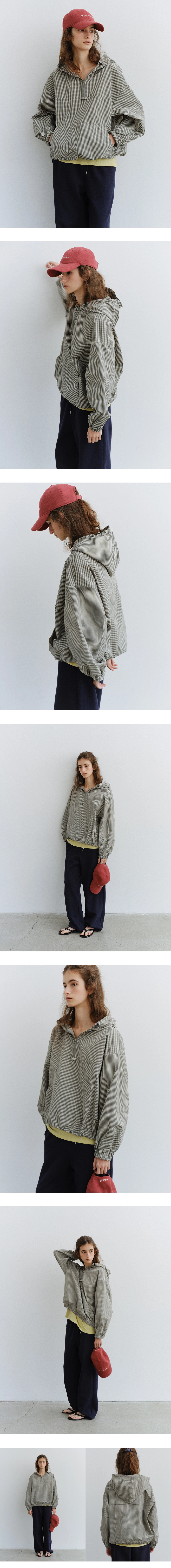 Check hoodie anorak_2colors