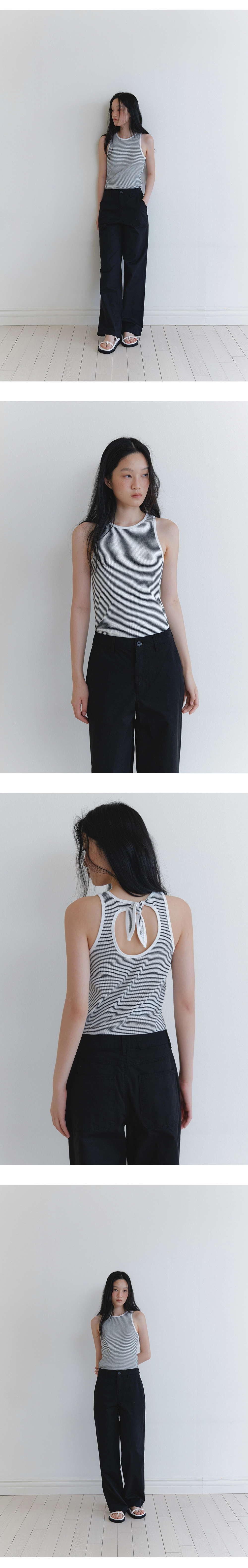 Back hole stripe sleeveless_3colors