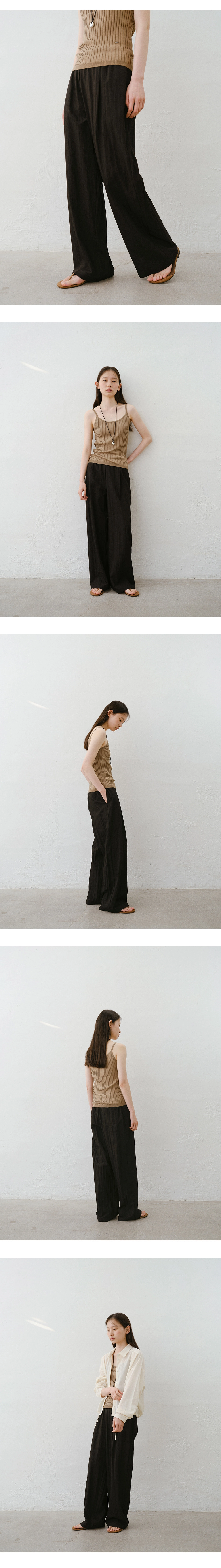 Curd wide banding pants_3colors