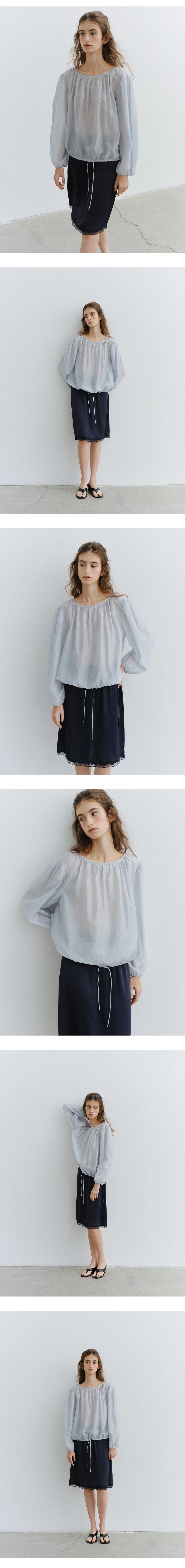 Sheer shirring blouse_2colors