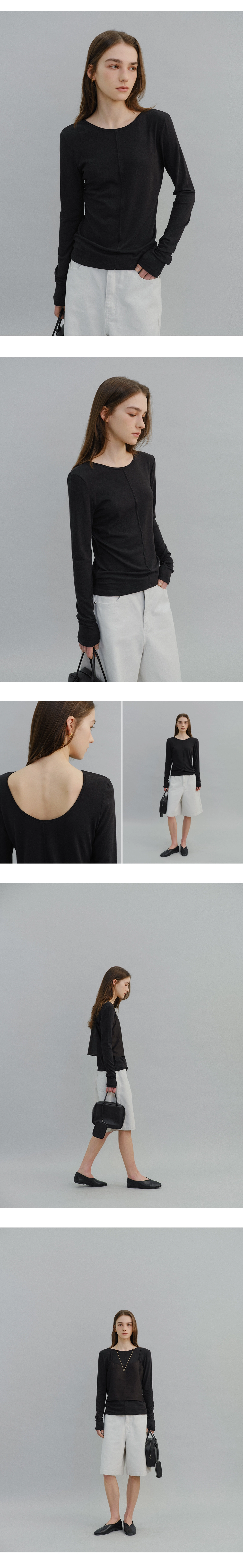 Two way U-neck t-shirt_3colors