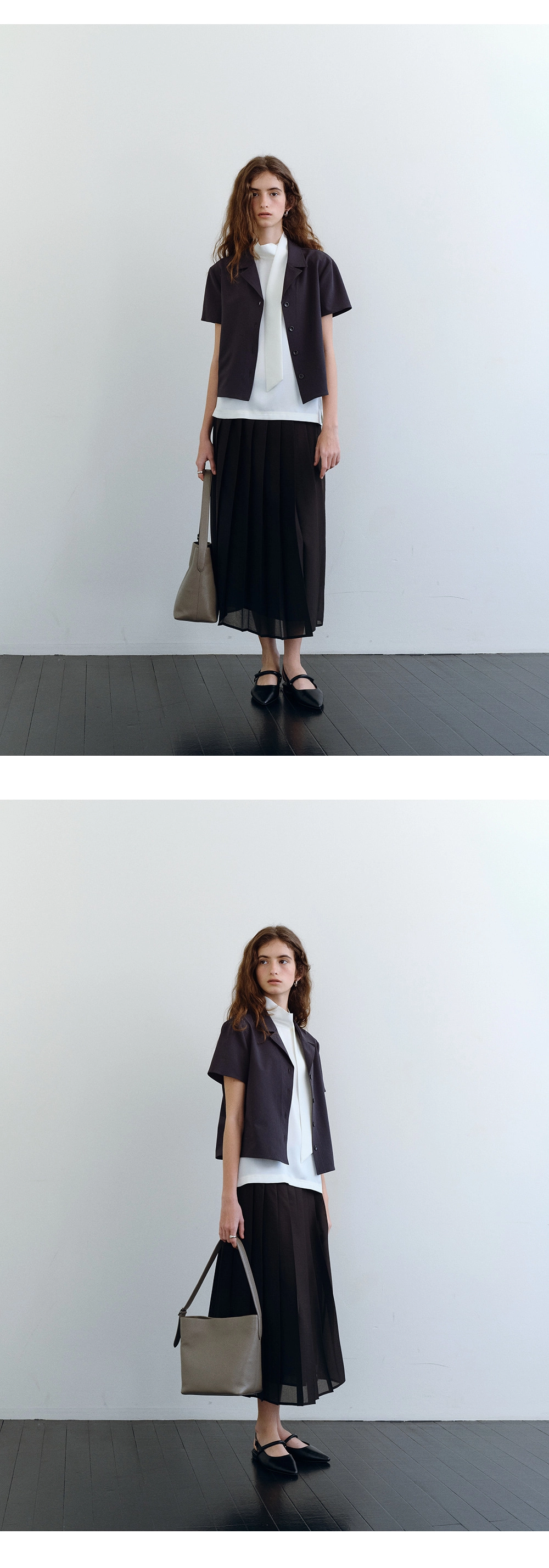 Catherine open collar blouse_2colors
