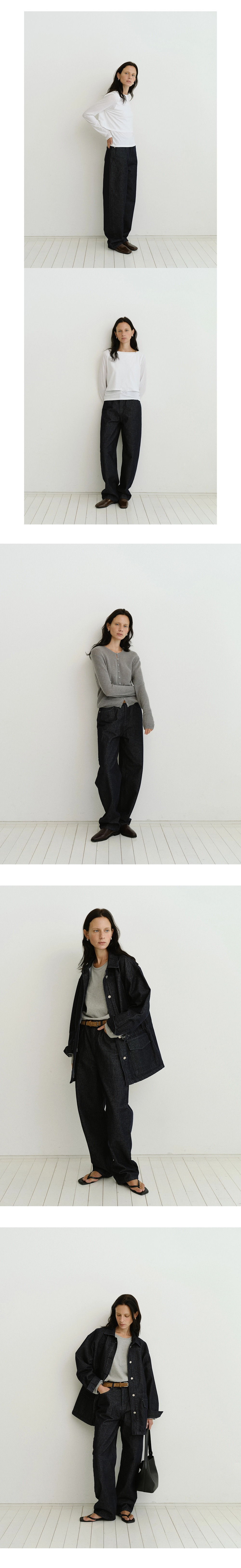 [지민 착용] Curved denim pants_2colors