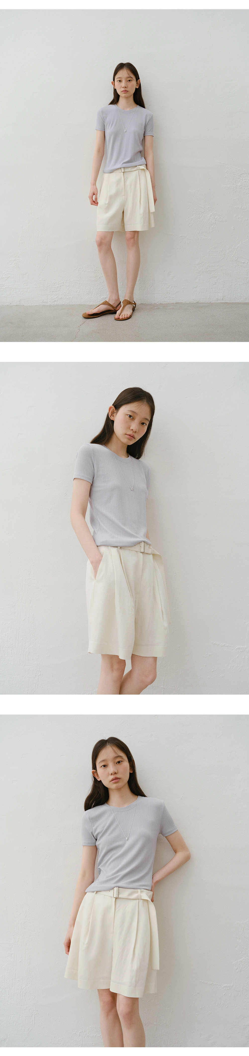 Belted linen half pants_2colors