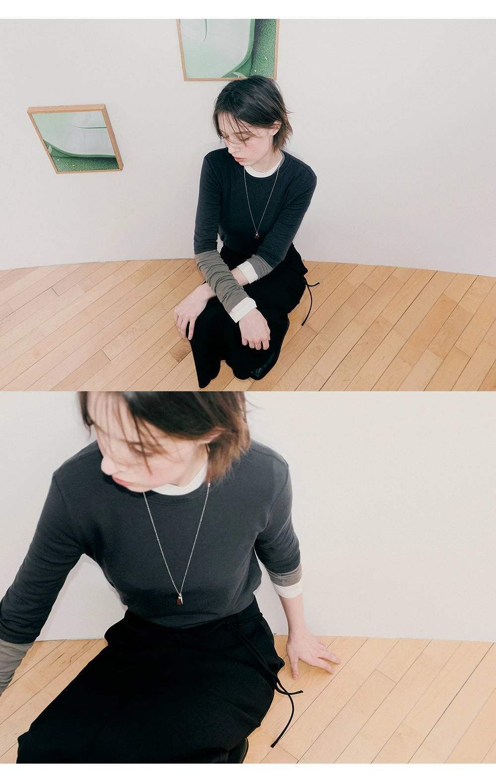 Layered tencel half sleeve t-shirt_4colors
