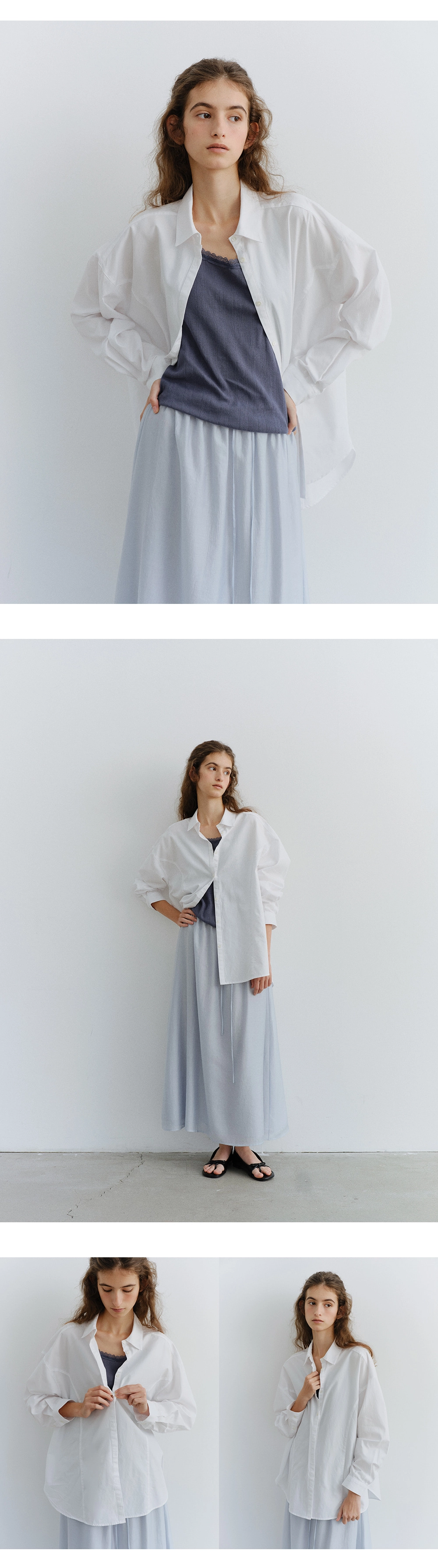 Cotton crease line shirt_3colors