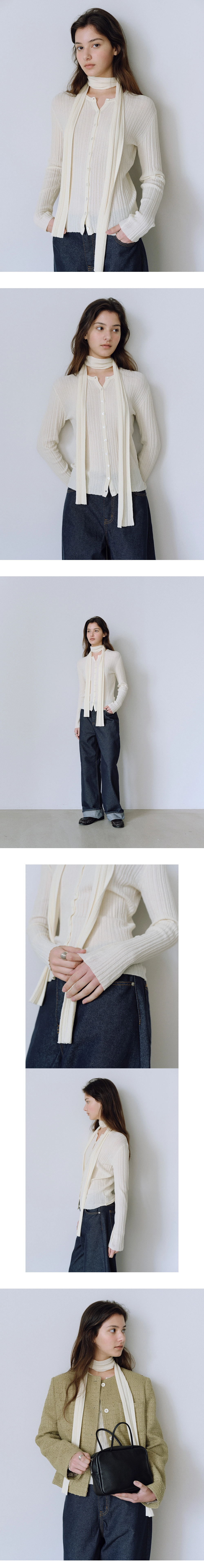 Elite scarf cardigan set_3colors