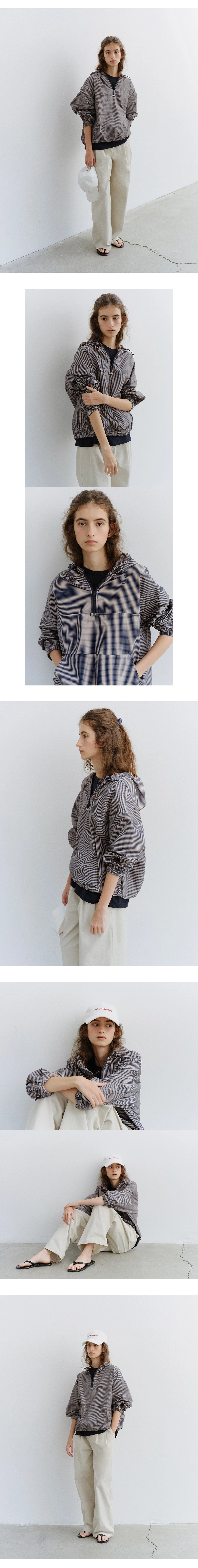 Check hoodie anorak_2colors
