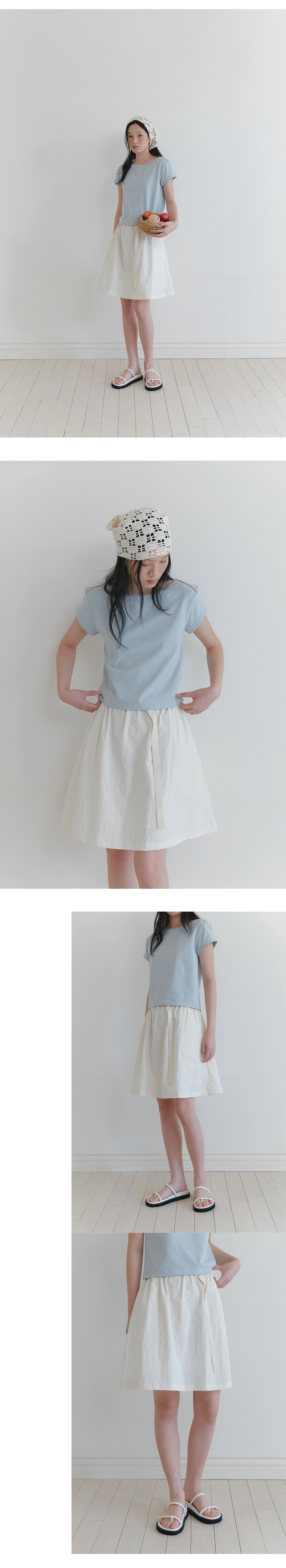 Nylon belted banding skirt_2colors